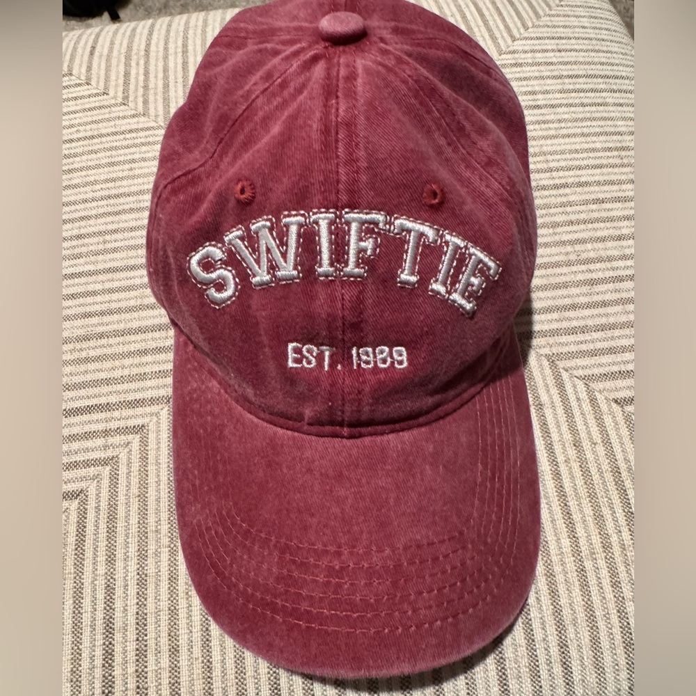 Swiftie Embroidered Baseball Cap in Burgundy